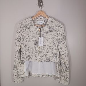 Derek Lam‎ 10 Crosby Hi-Lo Tweed Quiet Luxury Zip Jacket Women's Size 2 New